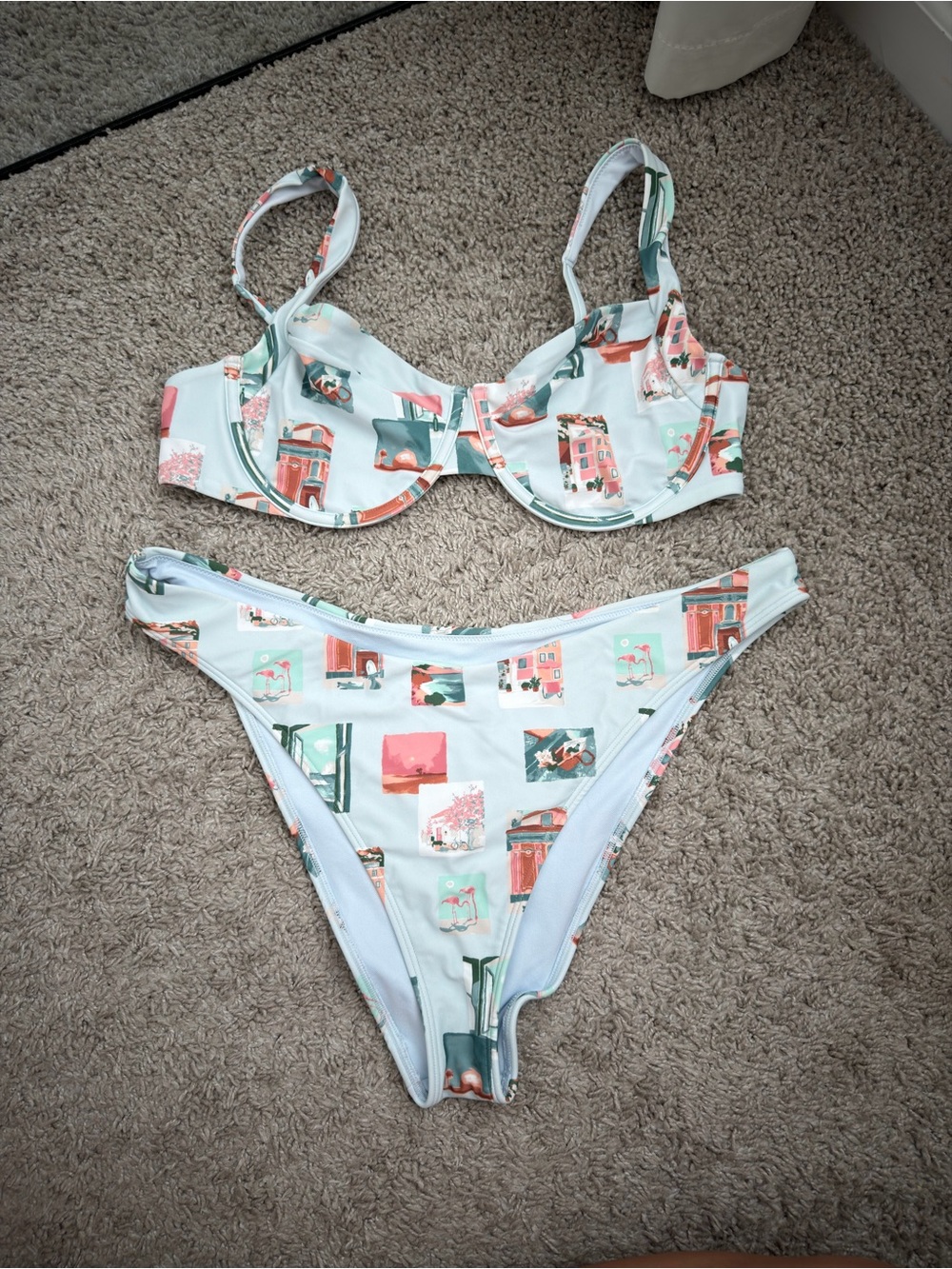 Abercrombie & Fitch Light Aqua Printed Bikini Set